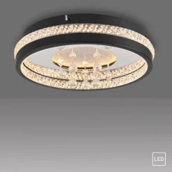 JUST LIGHT LED Kristall Deckenleuchte HANNI, schwarz,