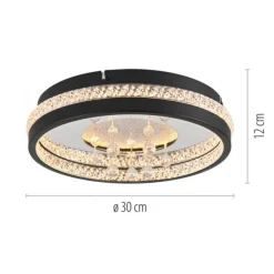 JUST LIGHT LED Kristall Deckenleuchte HANNI, schwarz,