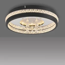 JUST LIGHT LED Kristall Deckenleuchte HANNI, schwarz,