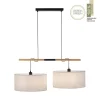 JUST LIGHT LED Pendelleuchte schwarz GERDA SOFIE Holzoptik 2-flammig
