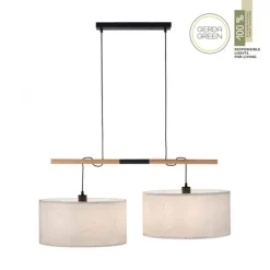 JUST LIGHT LED Pendelleuchte schwarz GERDA SOFIE Holzoptik 2-flammig