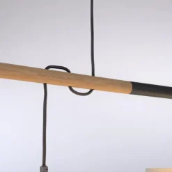 JUST LIGHT LED Pendelleuchte schwarz GERDA SOFIE Holzoptik 2-flammig