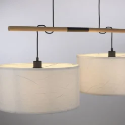 JUST LIGHT LED Pendelleuchte schwarz GERDA SOFIE Holzoptik 2-flammig