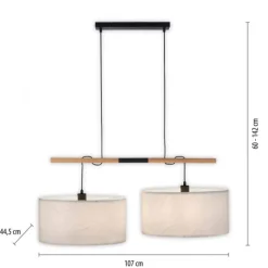 JUST LIGHT LED Pendelleuchte schwarz GERDA SOFIE Holzoptik 2-flammig
