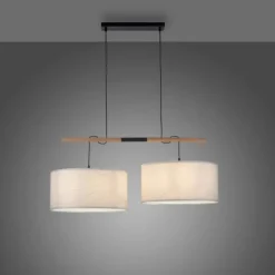 JUST LIGHT LED Pendelleuchte schwarz GERDA SOFIE Holzoptik 2-flammig