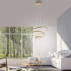 JUST LIGHT LED Pendelleuchte CERCHI gold 3 Ringe 3000K