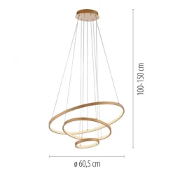JUST LIGHT LED Pendelleuchte CERCHI gold 3 Ringe 3000K