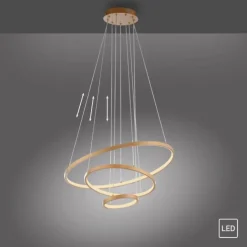 JUST LIGHT LED Pendelleuchte CERCHI gold 3 Ringe 3000K
