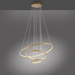 JUST LIGHT LED Pendelleuchte CERCHI gold 3 Ringe 3000K