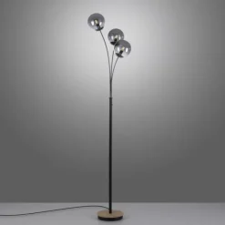 JUST LIGHT LED Stehleuchte Holz GERDA WIDOW rauchfarben Kippschalter