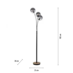 JUST LIGHT LED Stehleuchte Holz GERDA WIDOW rauchfarben Kippschalter