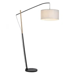 JUST LIGHT LED Stehleuchte schwarz GERDA SOFIE Holzoptik Schnurschalter