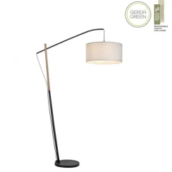 JUST LIGHT LED Stehleuchte schwarz GERDA SOFIE Holzoptik Schnurschalter