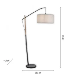 JUST LIGHT LED Stehleuchte schwarz GERDA SOFIE Holzoptik Schnurschalter