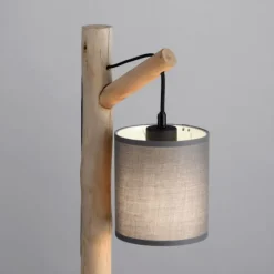 JUST LIGHT LED Tischleuchte Echtholz GERDA TRIBU 1-flammig Stoffschirm