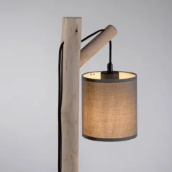 JUST LIGHT LED Tischleuchte Echtholz GERDA TRIBU 1-flammig Stoffschirm