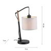 JUST LIGHT LED Tischleuchte schwarz GERDA SOFIE Holzoptik Papierlampenschirm