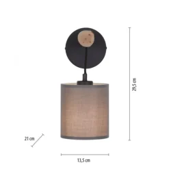 JUST LIGHT LED Wandleuchte Echtholz GERDA TRIBU 1-flammig Stoffschirm Landhaus