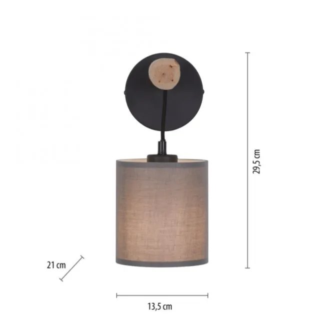 JUST LIGHT LED Wandleuchte Echtholz GERDA TRIBU 1-flammig Stoffschirm Landhaus