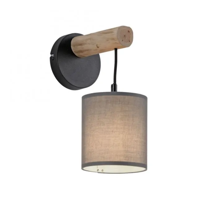 JUST LIGHT LED Wandleuchte Echtholz GERDA TRIBU 1-flammig Stoffschirm Landhaus