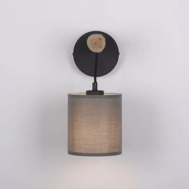 JUST LIGHT LED Wandleuchte Echtholz GERDA TRIBU 1-flammig Stoffschirm Landhaus