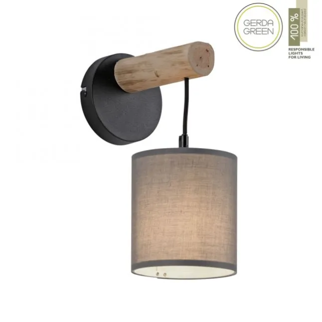 JUST LIGHT LED Wandleuchte Echtholz GERDA TRIBU 1-flammig Stoffschirm Landhaus