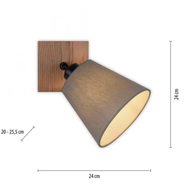 JUST LIGHT LED Wandleuchte GERDA MICHEL Holz natur 1-flammig Stoffschirm