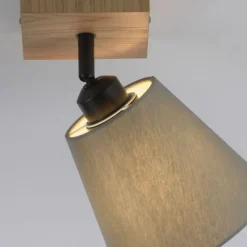 JUST LIGHT LED Wandleuchte GERDA MICHEL Holz natur 1-flammig Stoffschirm