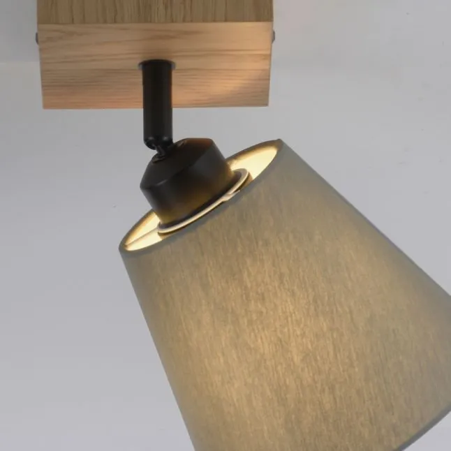 JUST LIGHT LED Wandleuchte GERDA MICHEL Holz natur 1-flammig Stoffschirm