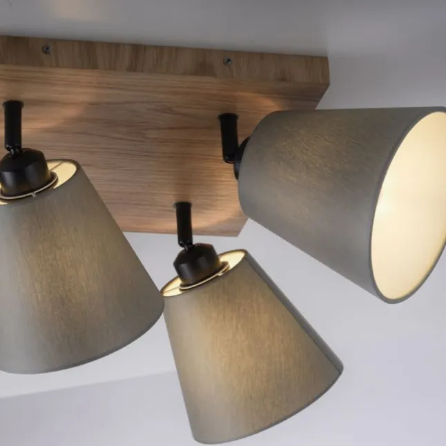JUST LIGHT LED Wandleuchte GERDA MICHEL Holz natur 4-flammig quadratidsch