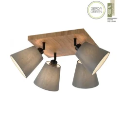 JUST LIGHT LED Wandleuchte GERDA MICHEL Holz natur 4-flammig quadratidsch