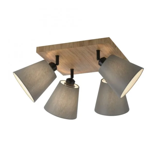 JUST LIGHT LED Wandleuchte GERDA MICHEL Holz natur 4-flammig quadratidsch