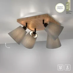 JUST LIGHT LED Wandleuchte GERDA MICHEL Holz natur 4-flammig quadratidsch