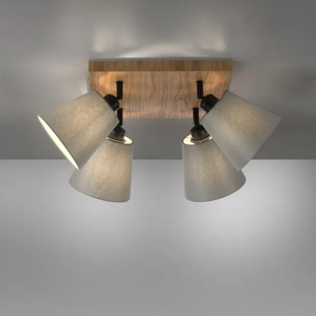 JUST LIGHT LED Wandleuchte GERDA MICHEL Holz natur 4-flammig quadratidsch