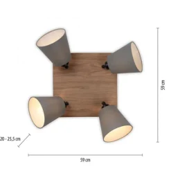 JUST LIGHT LED Wandleuchte GERDA MICHEL Holz natur 4-flammig quadratidsch
