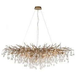 Kronleuchter, Messing Optik, 400 Glasanhänger, elegant, Design