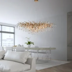 Kronleuchter, Messing Optik, 400 Glasanhänger, elegant, Design