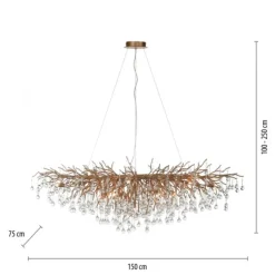 Kronleuchter, Messing Optik, 400 Glasanhänger, elegant, Design