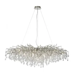 Kronleuchter, silber, elegant, Design, IP20, 400 Glasanhänger