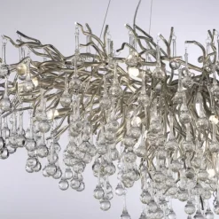 Kronleuchter, silber, elegant, Design, IP20, 400 Glasanhänger