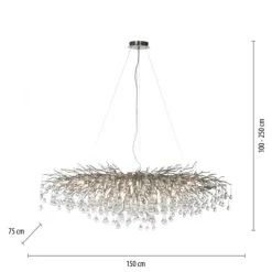 Kronleuchter, silber, elegant, Design, IP20, 400 Glasanhänger