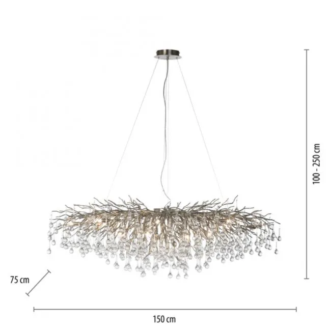 Kronleuchter, silber, elegant, Design, IP20, 400 Glasanhänger