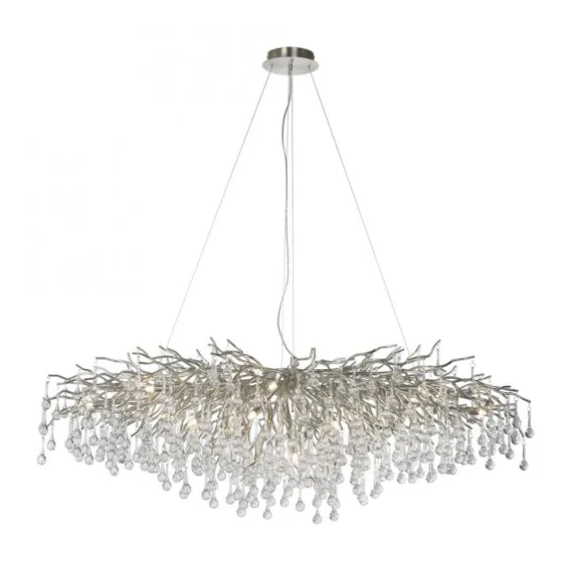 Kronleuchter, silber, elegant, Design, IP20, 400 Glasanhänger
