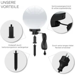Kugelleuchte, Ø 30 cm, IP 44, Gartenleuchten, Opalweiß