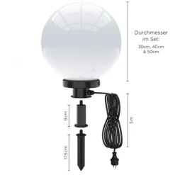 Kugelleuchten im 3er Set in Ø 30, 40 und 50 cm, weiß, Opalweiß