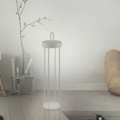 LED Akkulampe Tischleuchte greige 50cm Touchdimmer IP44 Gartenleuchte