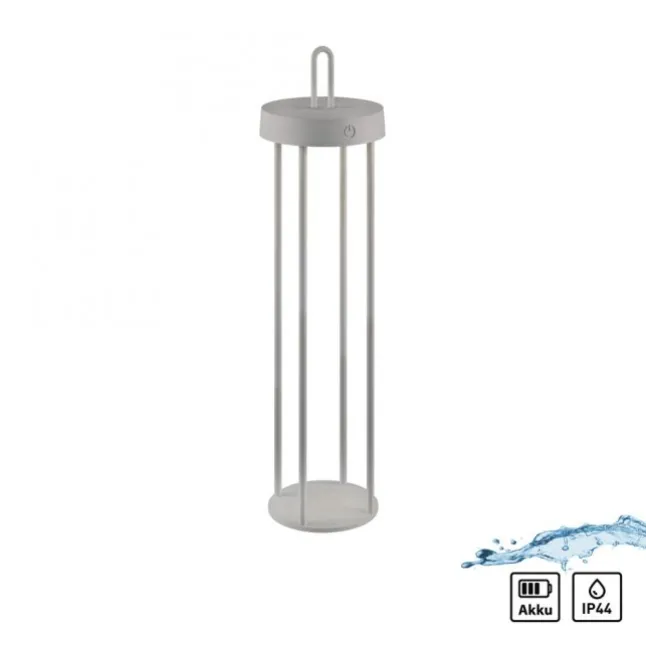 LED Akkulampe Tischleuchte greige 50cm Touchdimmer IP44 Gartenleuchte
