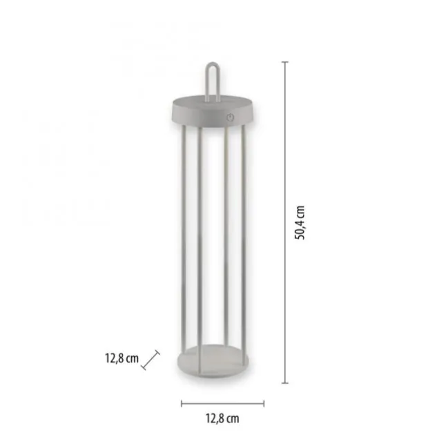 LED Akkulampe Tischleuchte greige 50cm Touchdimmer IP44 Gartenleuchte