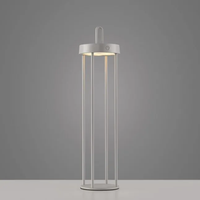 LED Akkulampe Tischleuchte greige 50cm Touchdimmer IP44 Gartenleuchte