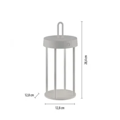 LED Akkulampe Tischleuchte greige 28cm Touchdimmer IP44 Gartenleuchte